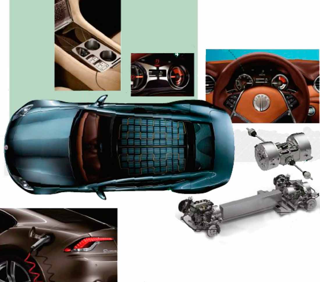 Агрегаты и узлы Fisker Karma собраны на несущей структуре из алюминиевых сплавов